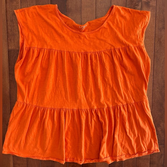 LOFT Outlet Women's Orange Tiered Top Size Large - Picture 1 of 5